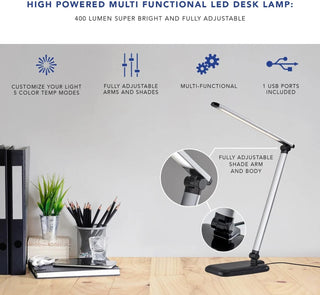 Multi-Functional LED Desk Lamp (2-Pack)