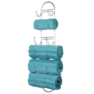 Wall Mount 6 Bath Towel Rack - Chrome (2-Pack)