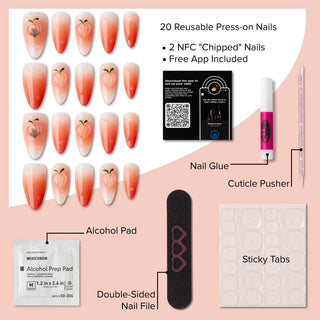 Reusable Microchipped NFC Press-On Nails - 🍑 SAY PEACH AGAIN 🍑