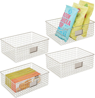 Wire Basket with Tag Holder (4-Pack) - Satin Finish