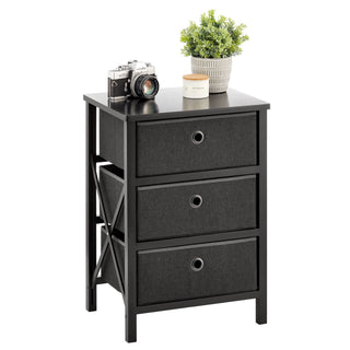 3-Drawer Foldable Storage Unit - Black