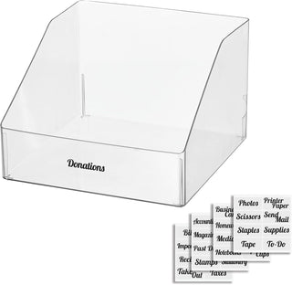 Slanted Office Bin with Labels (2-Pack)