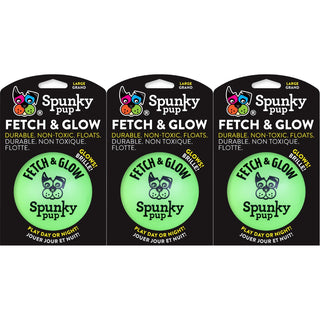 Fetch & Glow, Glowing Fetch Ball Toy, Large- ASSORTED COLORS (3-Pack)