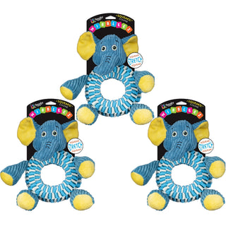 Wibbleez Round, Combo Plush Tug Toy- ASSORTED COLORS (3-Pack)