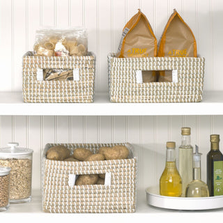 Seagrass Pantry Basket with Handles (6-Pack) - Natural/White