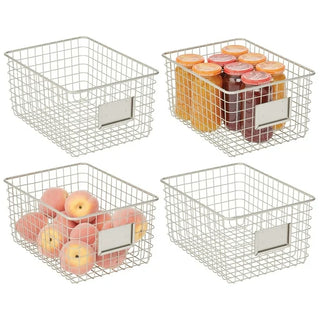 Closet Wire Basket with Tag Holder (4-Pack) - Satin Finish
