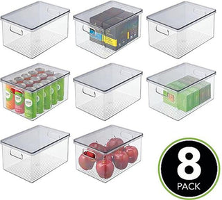 Kitchen Bin with Lid (8-Pack) - Clear/Smoke