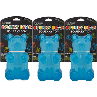 Spunky Bear - Squeaky Toy, Large- ASSORTED COLORS (3-Pack)