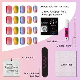 Reusable Microchipped NFC Press-On Nails - 🌈 SLAY DATE 🌈