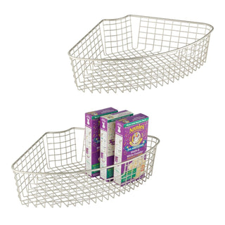 Lazy Susan 1/4 Wire Basket with Handle (4-Pack) - Satin
