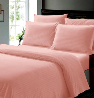 6Pcs Dobby Stripe Sheet Set - King - Blush