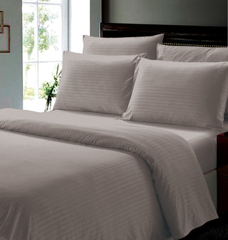 6Pcs Dobby Stripe Sheet Set - Queen - Charcoal