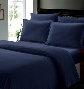 4Pcs Dobby Stripe Sheet Set - Twin - Navy