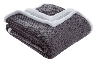 Braided Sherpa Throw 50x60 - Grey