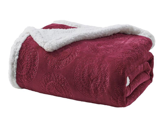 Caesar Sherpa Throw 50x60 - Burgundy