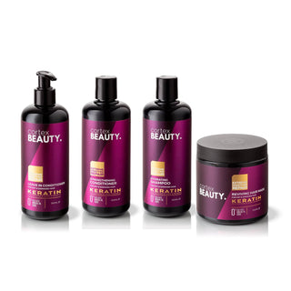 Keratin Hydrating Shampoo, Strengthening Conditioner, Leave in Conditioner, and Reviving Hair Mask Set