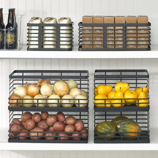 Flat Wire Open Front Basket (4-Pack) - Black