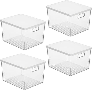Organizer Bin with Lid (4-Pack) - Clear/White