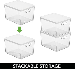 Organizer Bin with Lid (4-Pack) - Clear/White