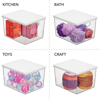 Organizer Bin with Lid (4-Pack) - Clear/White