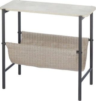 Narrow Side Table with Soft Storage - Black/Cement Gray