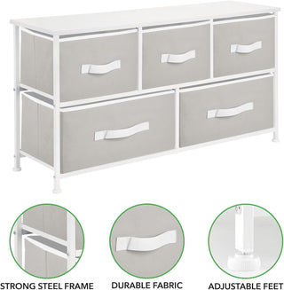 5-Drawer Spacious Storage Unit - Stone/White