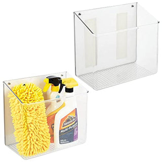 Adhesive Wall-Mount Angled Organizer Bin (4-Pack) - Clear