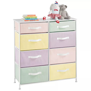 8-Drawer Fabric Storage Unit with Slim Drawers - Bright Multi