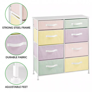 8-Drawer Fabric Storage Unit with Slim Drawers - Bright Multi