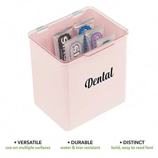 4-Pack Organizer Bin with Hinged Lid & Labels - Pink/Clear