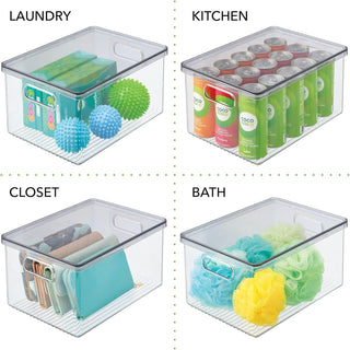Kitchen Bin with Lid (8-Pack) - Clear/Smoke