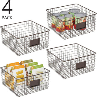 Wire Basket with Tag Holder (4-Pack) - Bronze
