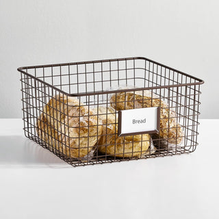 Wire Basket with Tag Holder (4-Pack) - Bronze