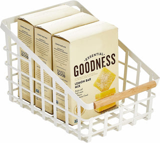 Slanted Metal Basket with Wood Handle (8-Pack) - Black