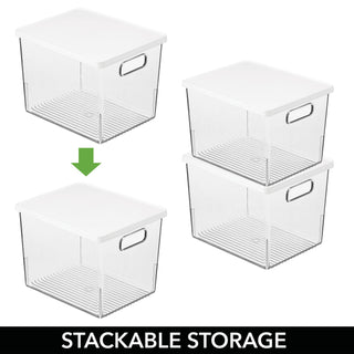Kitchen Organizer Bin with Handles and Lid (8-Pack) - Clear