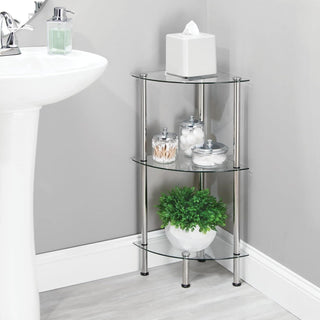 3-Tier Sleek Corner Glass Shelf (2-Pack)