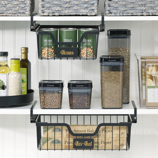Wire Under-Shelf Sliding Basket - Black (2-Pack)