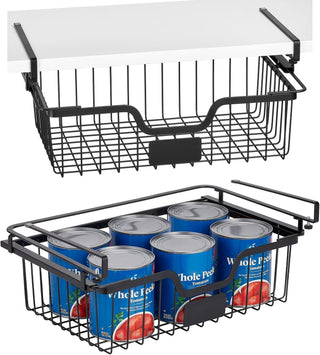 Wire Under-Shelf Sliding Basket - Black (2-Pack)
