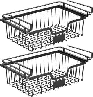 Wire Under-Shelf Sliding Basket - Black (2-Pack)