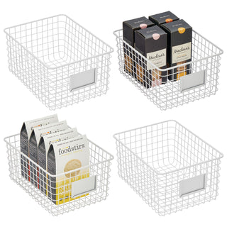 Wire Basket with Tag Holder (2-Pack) - White
