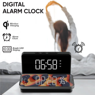 LED Alarm Clock with Wireless Charging