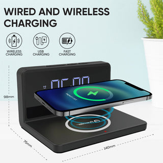 LED Alarm Clock with Wireless Charging