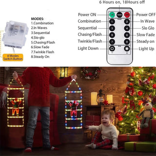 LED Ladder Lights with Climbing Santa Claus Festive Decoration