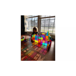 Multicolored Magnetic Tiles 100-Piece Game Set for Kids & Adults