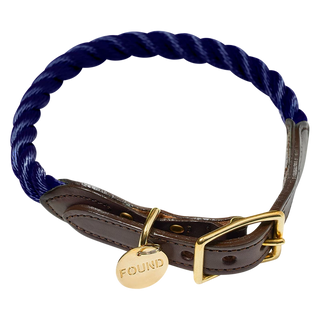 Navy Collar & Multicolor Leash Bundle (Small)