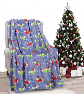 Ultra Soft Microplush Throw Blanket with Holiday Dog