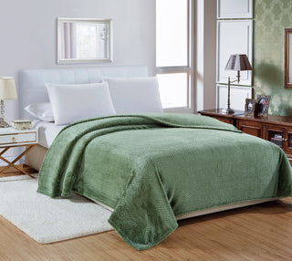Popcorn Microplush Blanket - Queen - Green