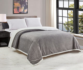 Jacquard Braided Sherpa Blanket - Queen - Grey