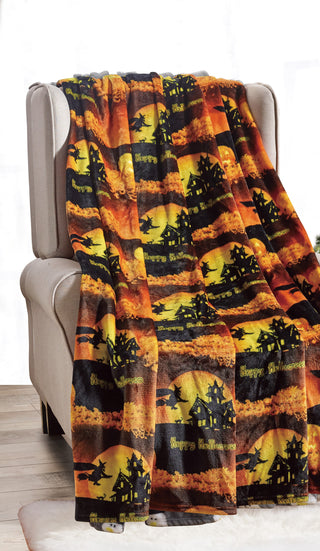 Ultra Soft Microplush Throw Blanket with Happy Halloween