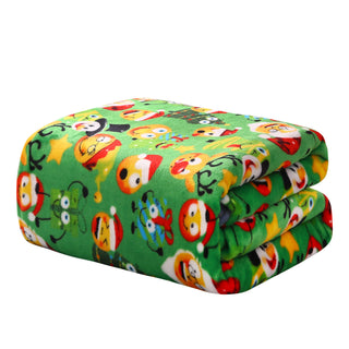 Ultra Soft Microplush Throw Blanket with Holiday Funny Faces